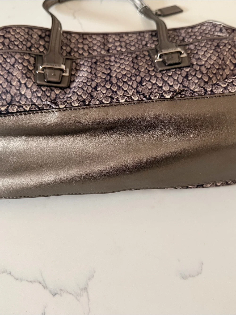 Coach Taylor Alexis Caryall Satchel - Gunmetal Grey Snake Print